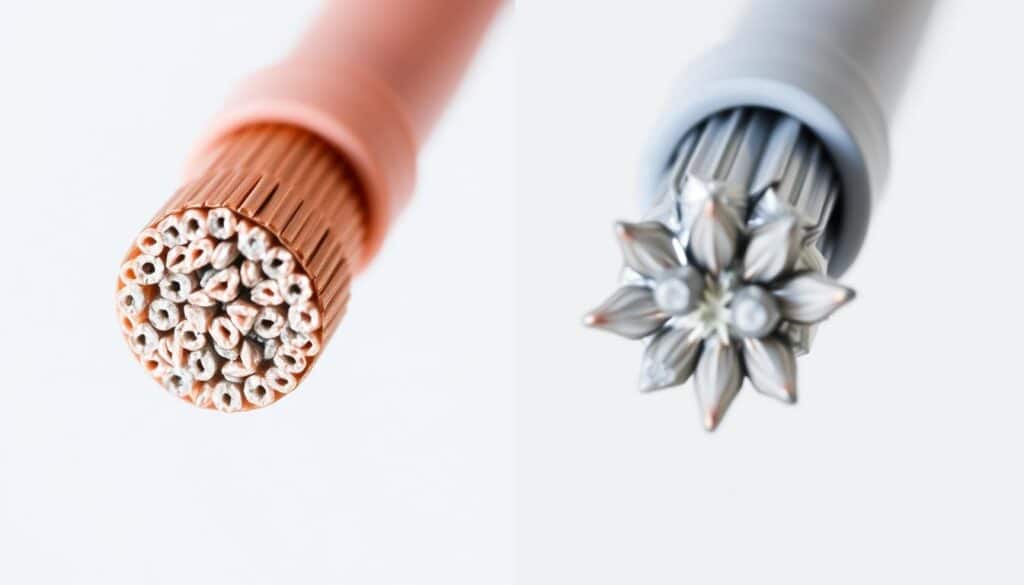 cabos de cobre nu e cabos de alumínio